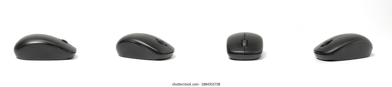 collection of black wireless mouse for computer isolated on white background - Shutterstock ID 1884355738