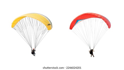 collection Bright colorful parachute on white background, isolated. Concept of extreme sport, taking adventure challenge. - Shutterstock ID 2246024201
