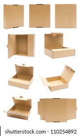 Collection Cardboard box front view with isolated on white background - Shutterstock ID 110254892