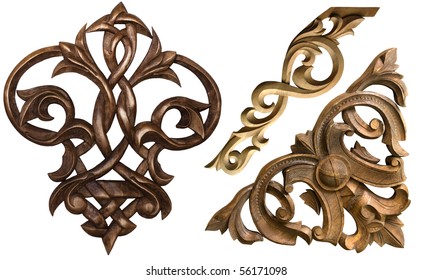 collection of carved decorative elements