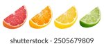 Collection of citrus slices on isolated white background. Lime, orange, lemon and grapefruit