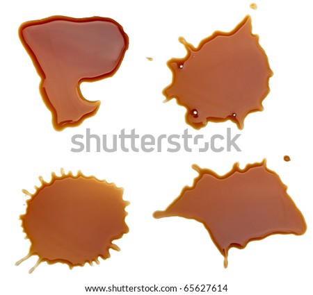 collection of coffee stains on white background. each one is shot separately