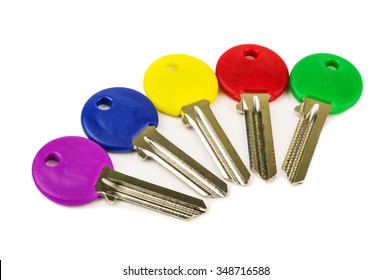  collection of colored keys on white background