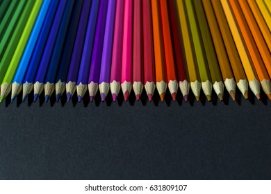 Collection Colored Pencils On Black Background Stock Photo 631808900 ...