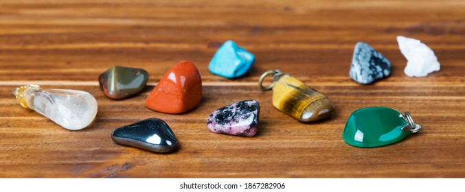 Collection Of Colorful Healing Mineral Jewelry Crystal Stones 