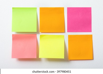 Collection Of Colorful Post It Paper Note On White Background