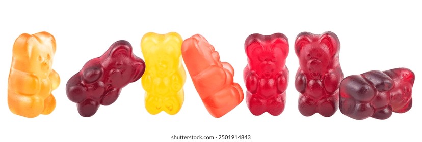 Collection of colorful sweet jelly marmalade bears isolated on a white background. Fruity gummy candies. - Powered by Shutterstock