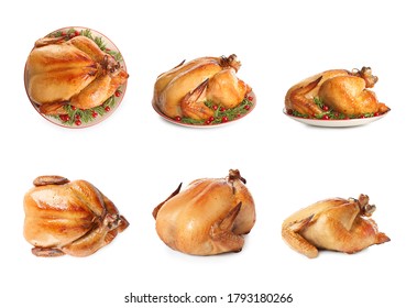 Collection Of Cooked Turkey On White Background