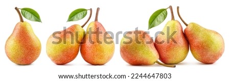 Collection of delicious pears, isolated on white background