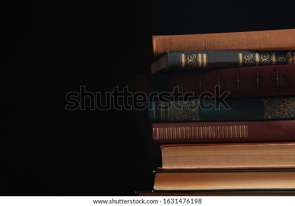 Collection Different Books On Dark Background Stock Photo 1631476198 ...