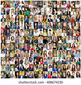 Collection of different caucasian women and men ranging from 18 to 50 years 