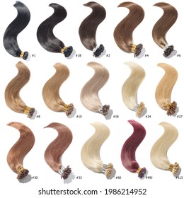 A Collection Of Different Colors Of Pre-bonded Straight Nail Tip Fusion (U Tip) Human Hair Extensions, Hair Base Color Palette, Hair Colors Chart