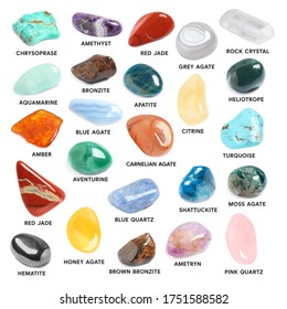 Set Various Tumbled Gemstones Names Isolated Stock Photo (Edit Now ...