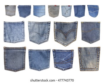 Collection Different Jeans Pocket Isolated On Stock Photo (Edit Now ...