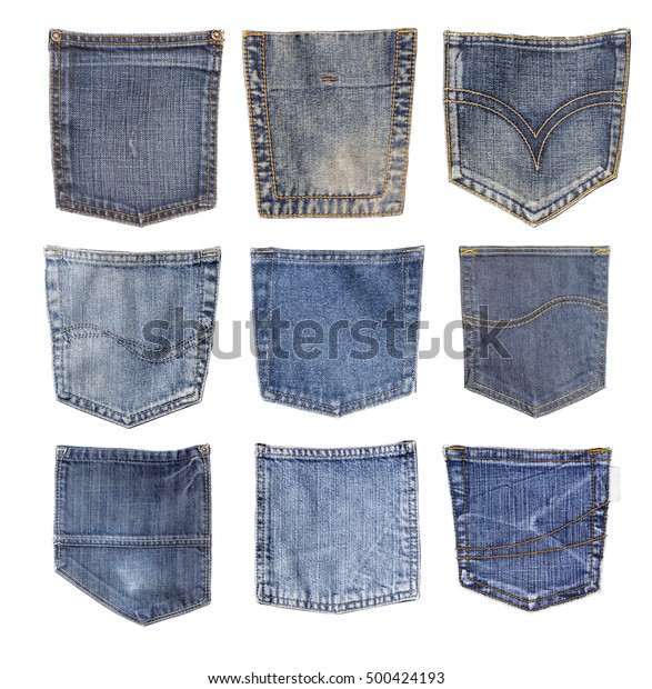 Collection Different Jeans Pocket Isolated On Stock Photo (Edit Now ...