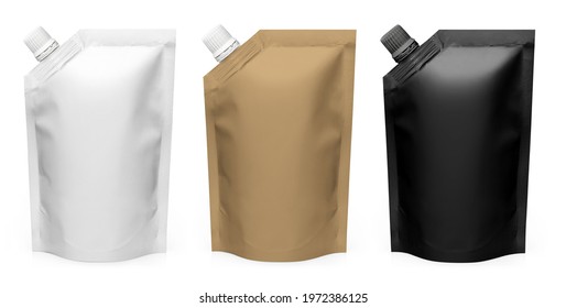 Collection of doypacks, isolated on white background