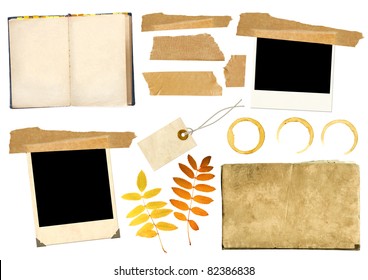 Collection Elements For Scrap Booking. Objects Isolated Over White