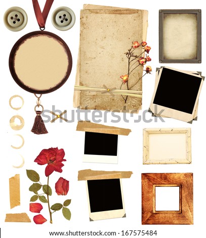 Collection elements for scrapbooking. Objects isolated on white background