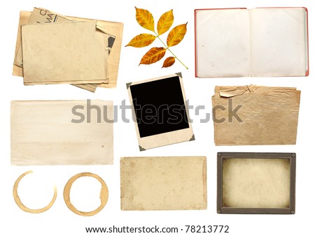 Collection elements for scrapbooking. Objects isolated over white