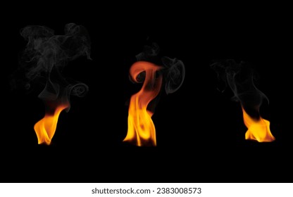 A collection of flames on a black background