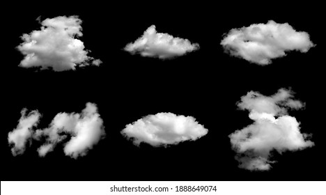Collection of fog, white clouds or haze For designs isolated  on black background - Shutterstock ID 1888649074