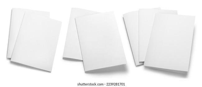 Collection of folded paper sheets, isolated on white background