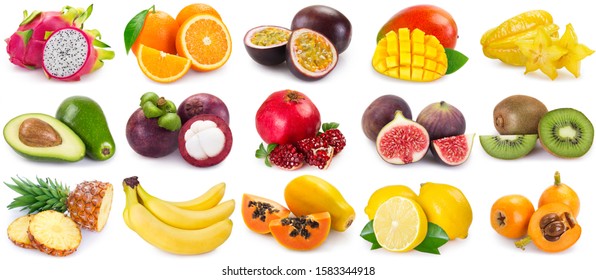 collection of fresh fruits isolated on white background. fruit collage. - Powered by Shutterstock