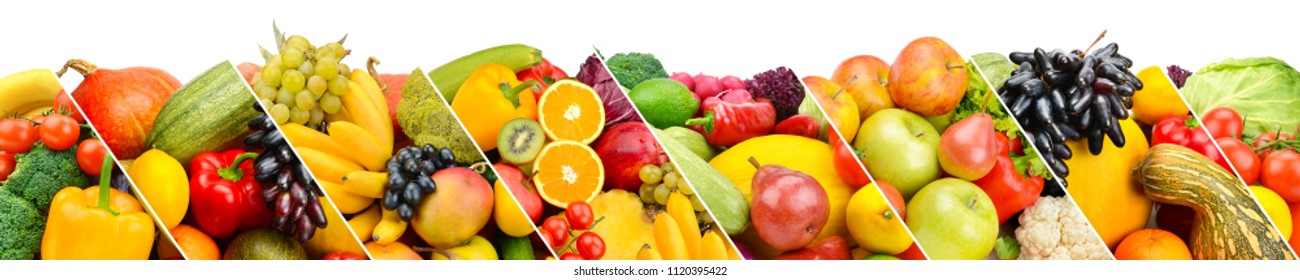 Collection Fresh Fruits Vegetables Isolated On Stock Photo 1120395422 ...