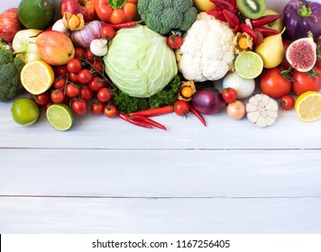 Collection of fresh vegetables on the kitchen table top view. Healthy food. - Powered by Shutterstock