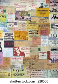 Collection Of Gig Tickets On A Wall