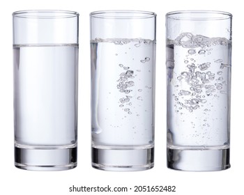 Collection Glass of pure water isolated on white background. - Shutterstock ID 2051652482
