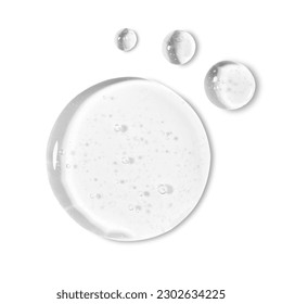 Collection of Glycerin Gel Makeup Primer Isolated on White. Anti Aging Hydro Serum. Hydrate Hyaluronic Acid Moisturizer Smear. Clear Drop of Liquid Foundation Blob Stroke with Bubbles. Makeup Product - Shutterstock ID 2302634225