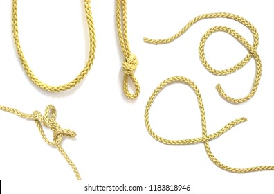 Collection Of Gold Rope On White Background