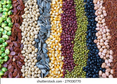 Collection Of Grain, Cereal, Seed, Bean, Agriculture Product Of Asia Countries, Is Healthy Food, Nutrition And Rich Fibre 