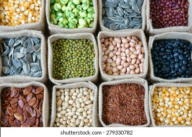 Collection Of Grain, Cereal, Seed, Bean, Agriculture Product Of Asia Countries, Is Healthy Food, Nutrition Eating And Fibre Food