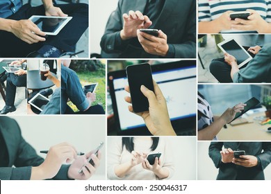 Collection hand using digital tablet.