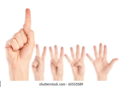 Collection of hands. Isolated on the white background - Shutterstock ID 65553589