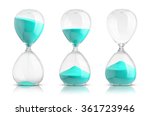 Collection of hourglasses on white background