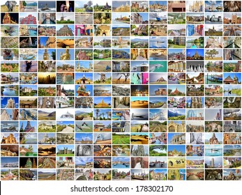 collection images used as a background with several destinations from all over the world 
