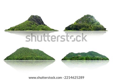 collection  island, Panorama island, hill, mountain isolated on a white background. with clipping path, for photo montage. Used for graphics