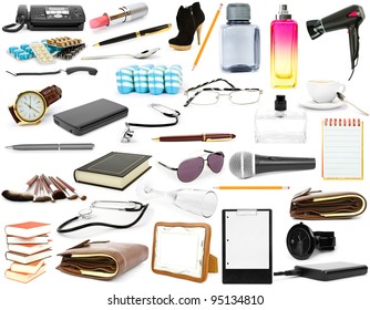 Collection Isolated Objects On A White Background