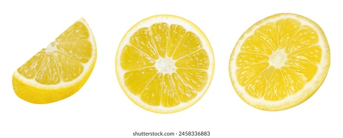 Collection of lemon slices on an isolated white background. - Powered by Shutterstock