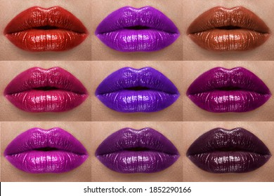 shiny purple lipstick