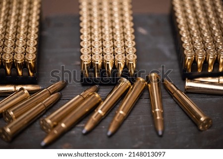 A collection of live ammunition ready to be issued to fighting soldiers.