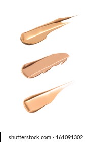 Collection Of Make Up Liquid Foundation Strokes On White