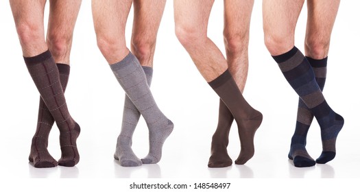 Collection Of Man Socks On Foot