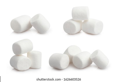 Collection of marshmallows, isolated on white