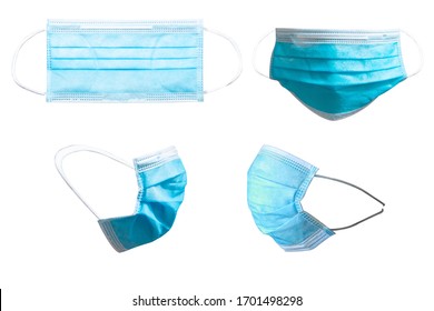 Collection of medical mask for corona virus protection isolated on white background with clipping path