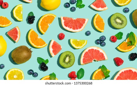 Collection Of Mixed Fruits Overhead View Flat Lay