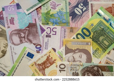 collection new and old european money. international currency. exchange concept